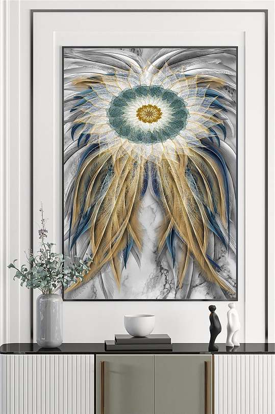 印第安羽毛梦境装饰画-众图网