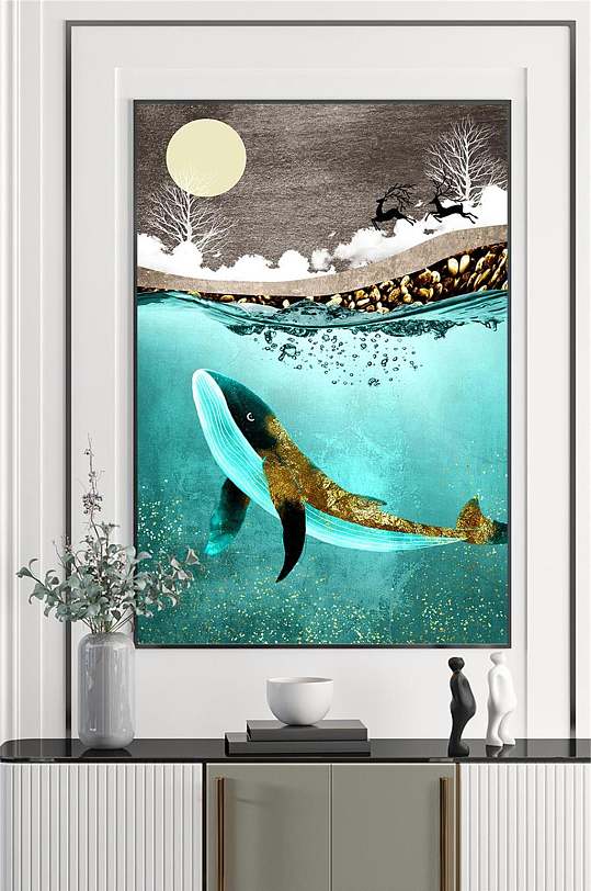 海洋鲸鱼大气装饰画