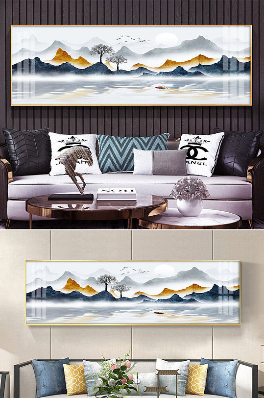 新中式山水水墨风景-众图网