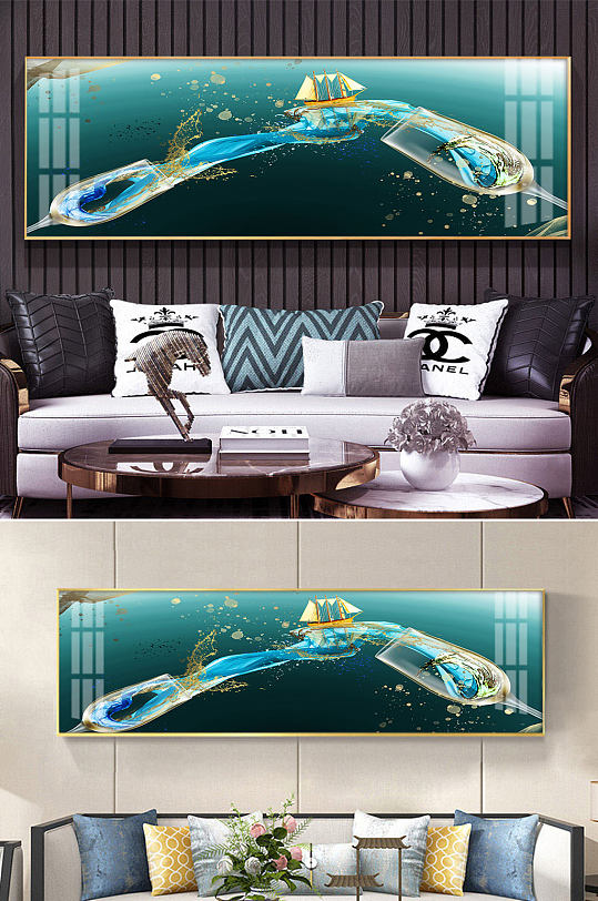 轻奢酒杯帆船装饰画