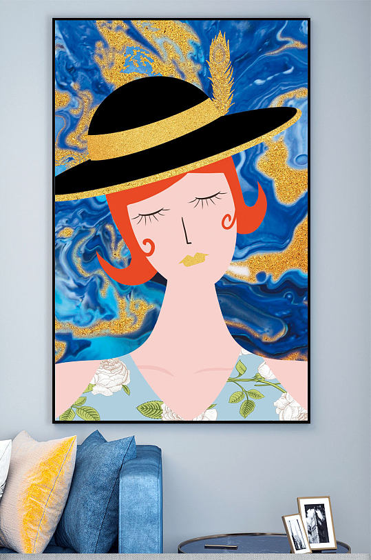 抽象梵高风女孩装饰画