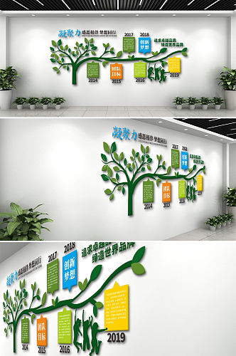 企业凝聚力树形文化墙