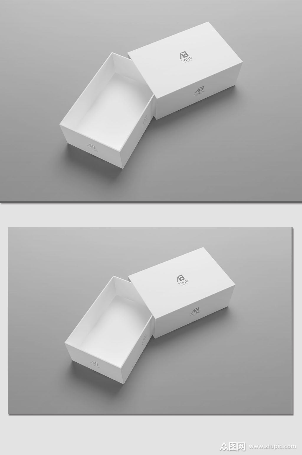 打开的包装盒logo样机素材