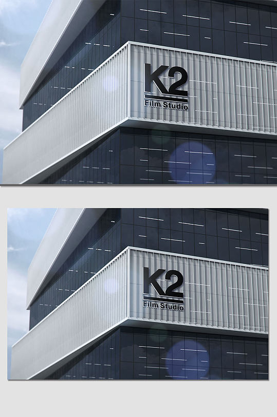 简约楼体logo样机 不锈钢牌坊