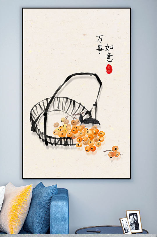 万事如意水墨装饰画-众图网