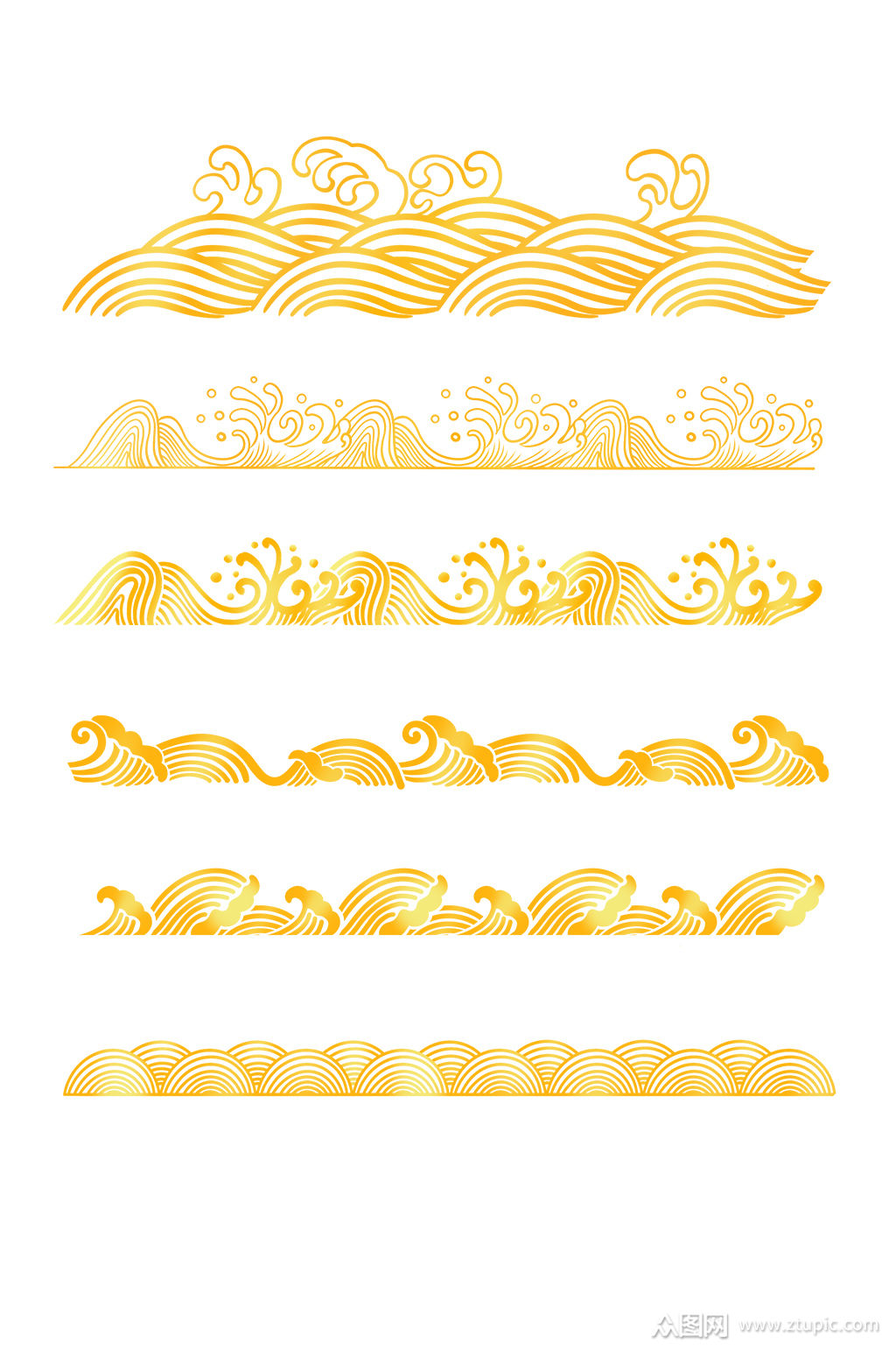 金色波浪花纹素材模板下载-编号228229-众图网