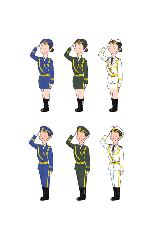 卡通海陆空军人素材