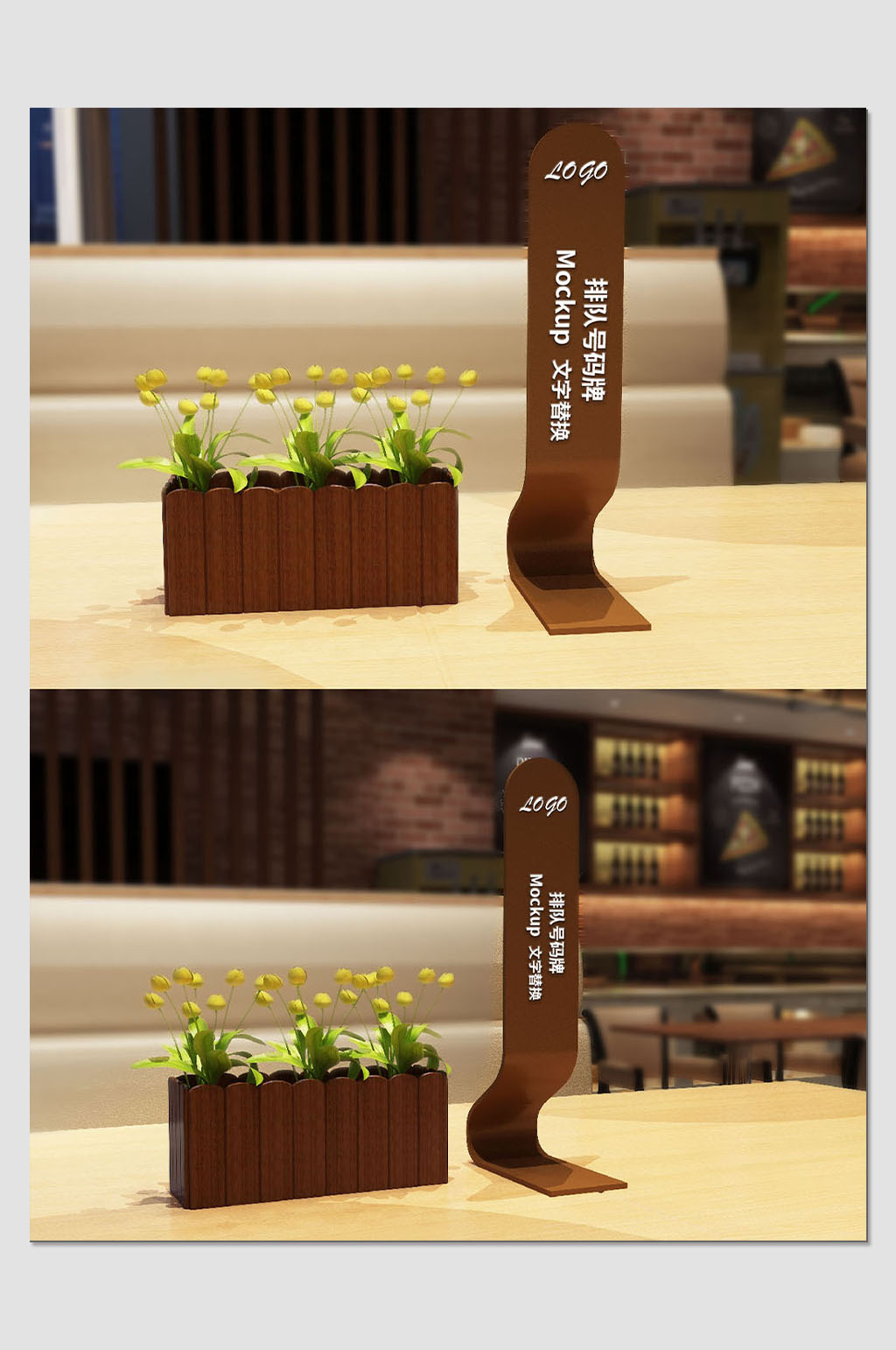 咖啡色桌牌时尚样机素材