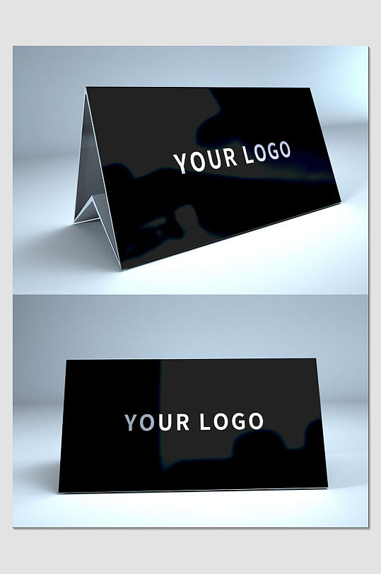 黑色三角形桌牌图片设计样机