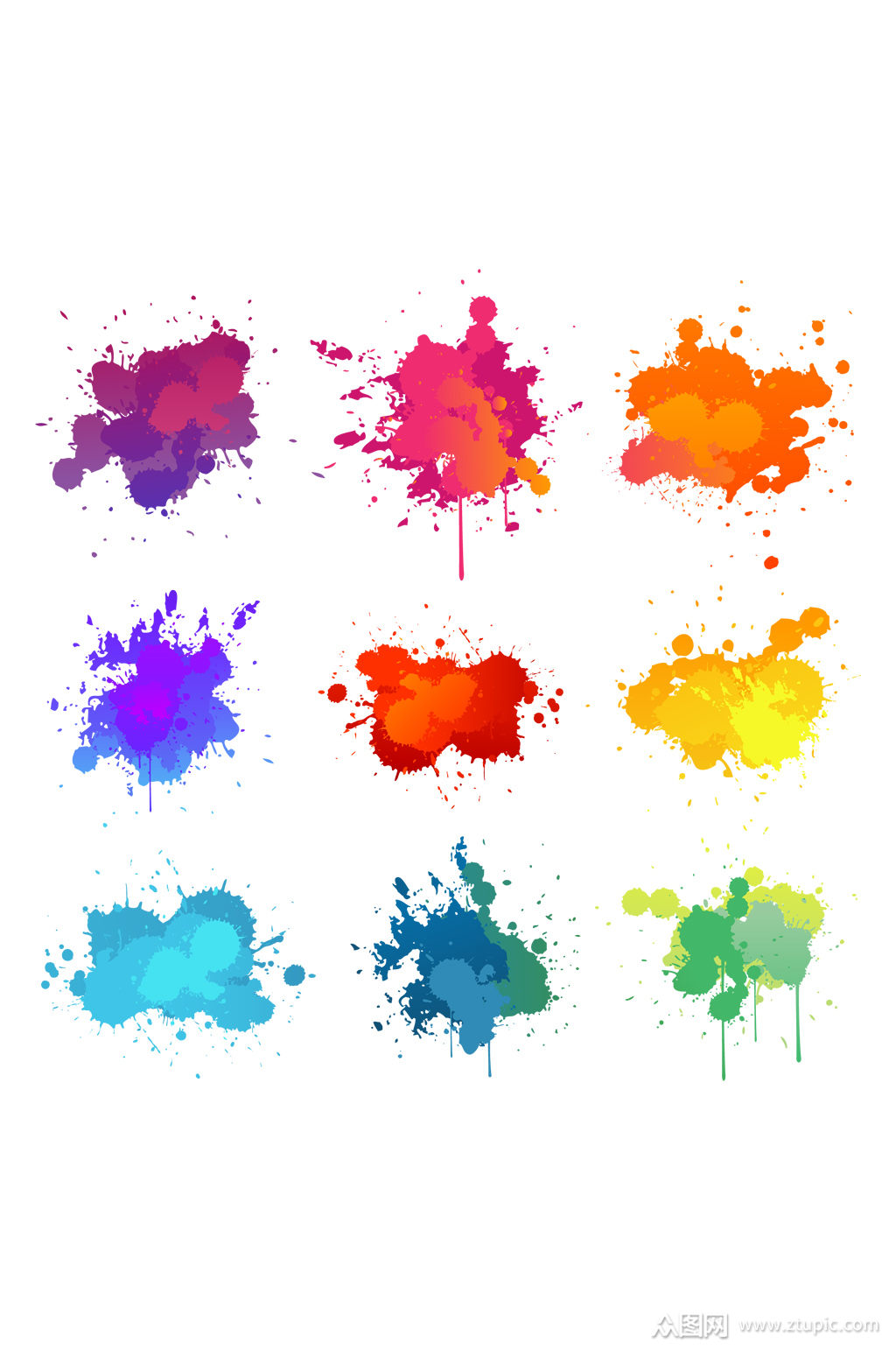 彩色墨滴墨渍素材