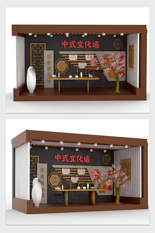 中国风中式文化墙橱窗美陈设计