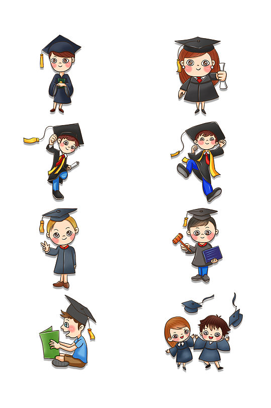 毕业卡通人物素材 毕业季素材