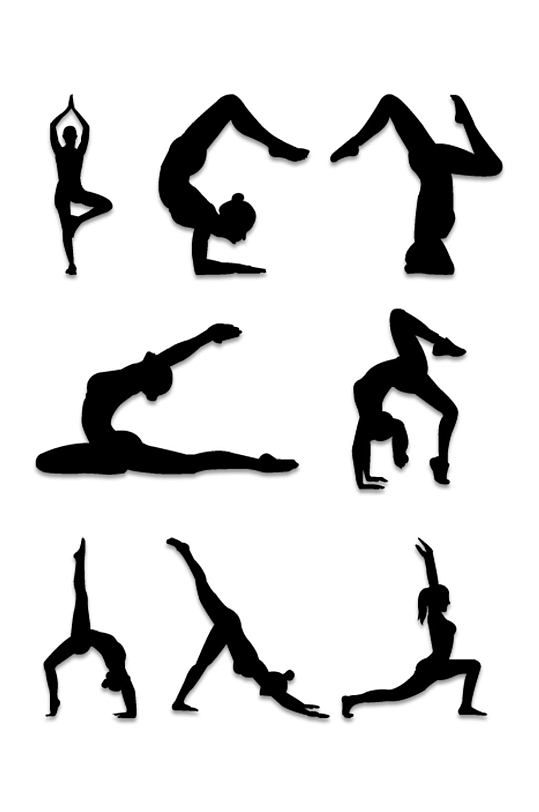 瑜伽动作剪影素材