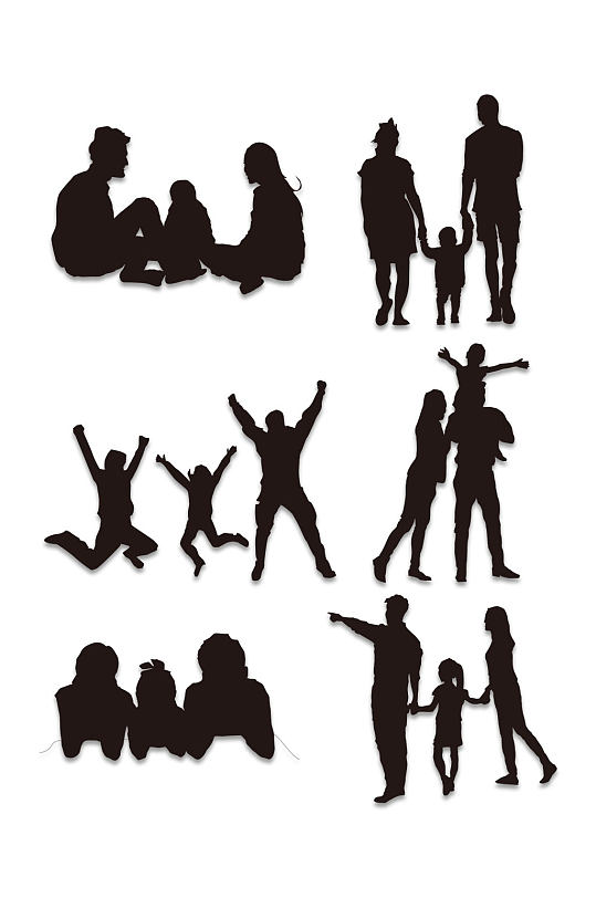 家庭人物剪影素材