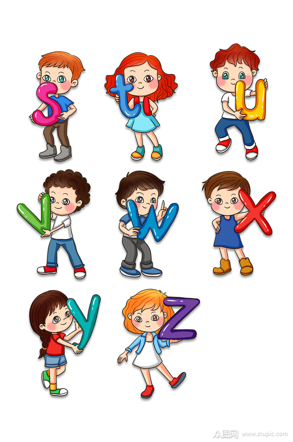 儿童卡通字母人物素材