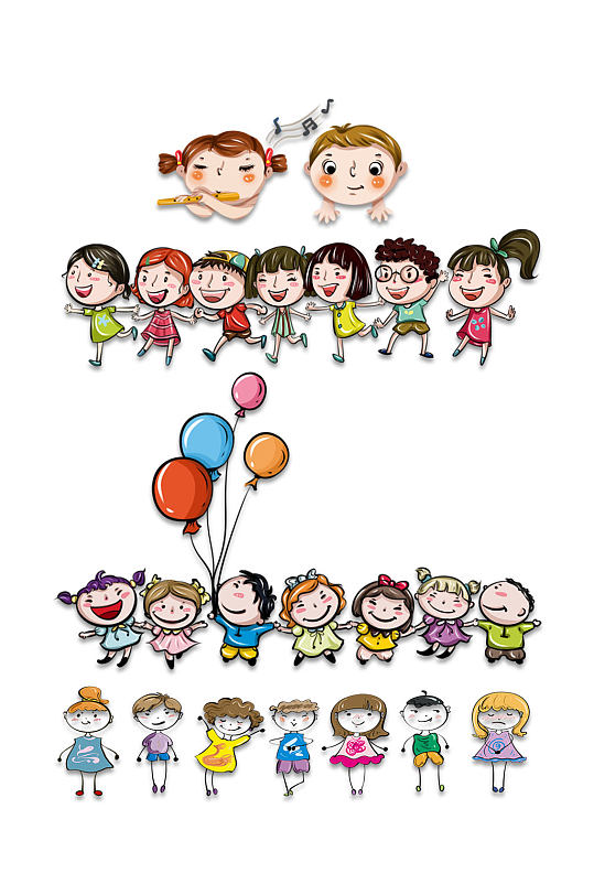 儿童卡通幼儿园手拉手-众图网