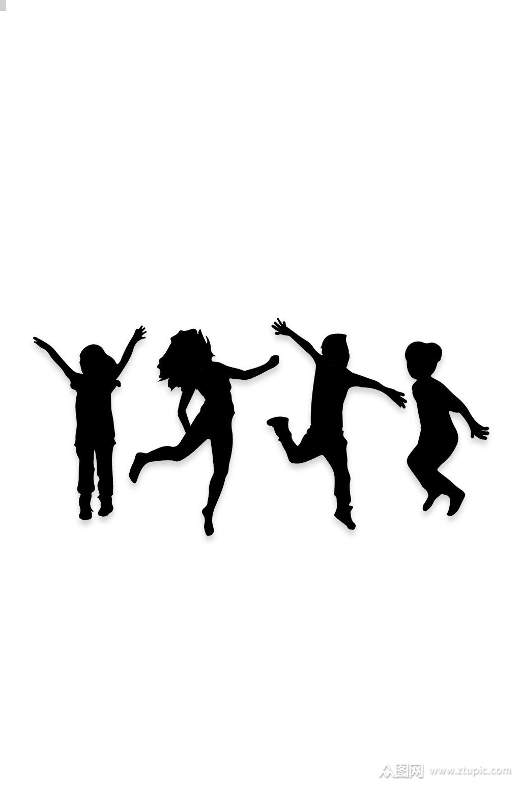 儿童卡通小孩剪影