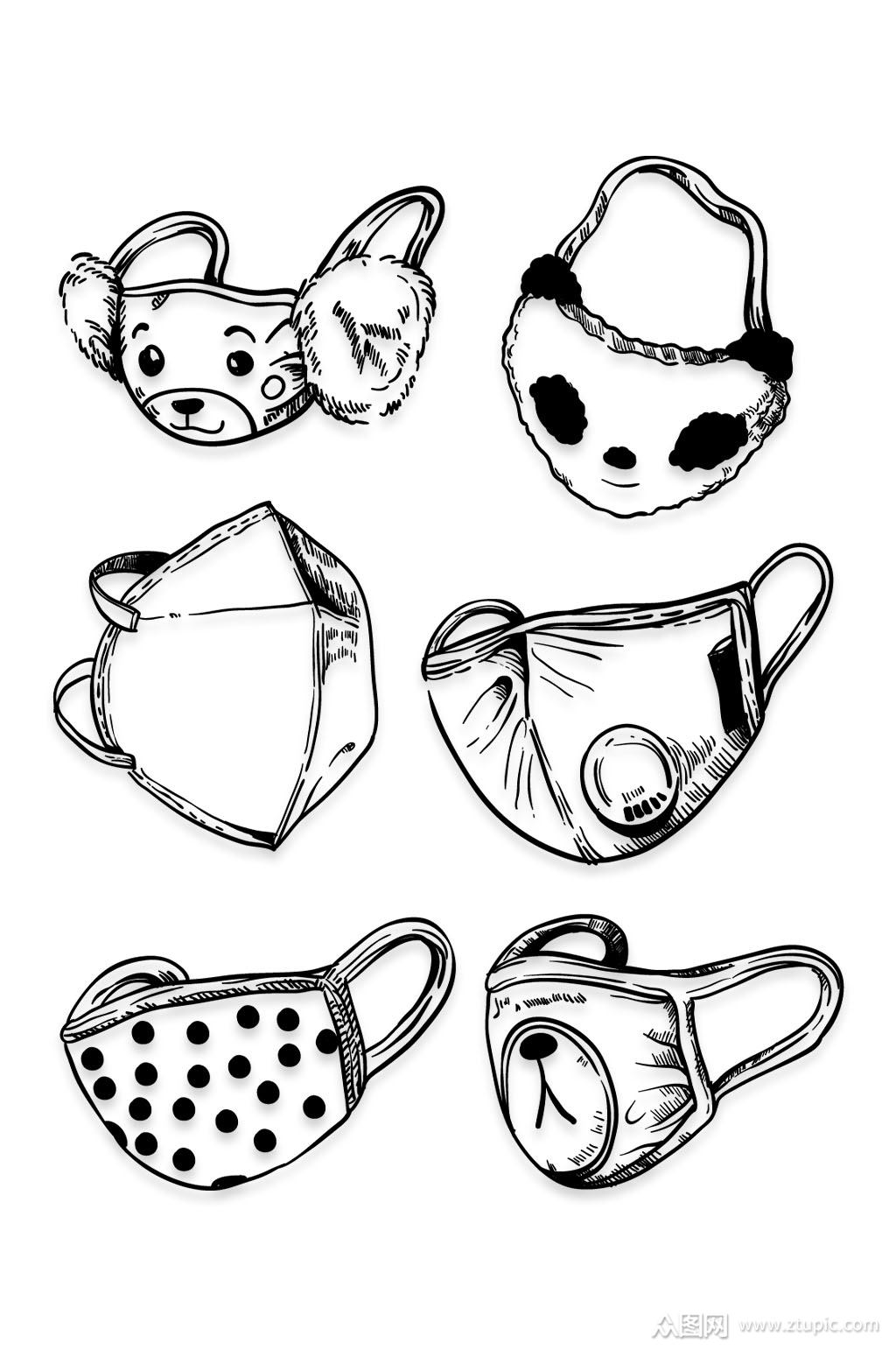 儿童卡通口罩素材