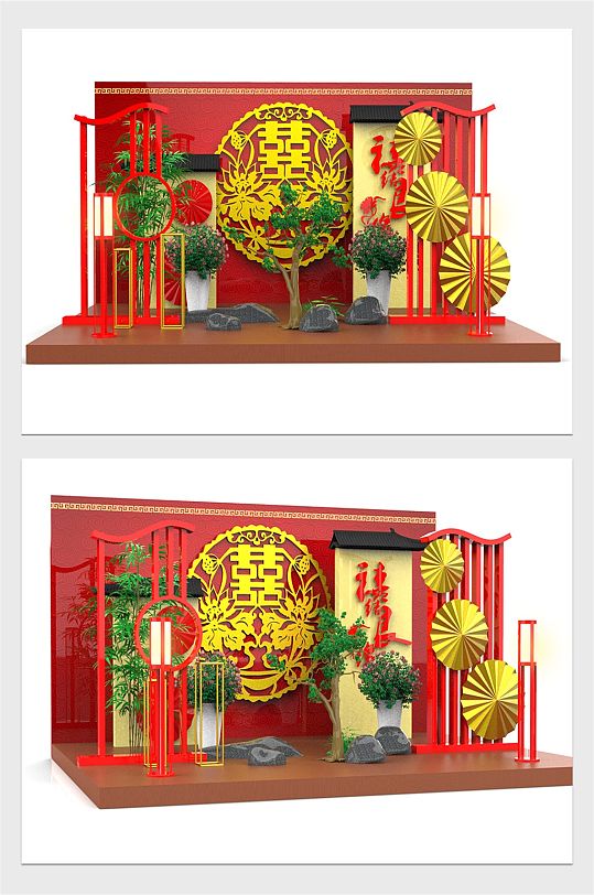 2020中式婚礼喜庆美陈景观场景设计