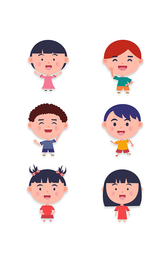人矢量图儿童卡通人物头像素材 人矢量图立即下载可爱六一小孩子插画