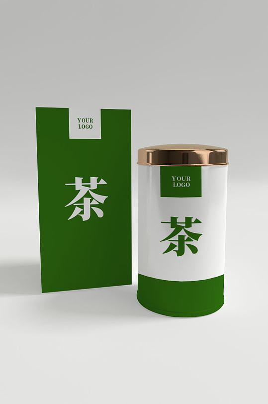 绿色茶叶小罐茶包装样机