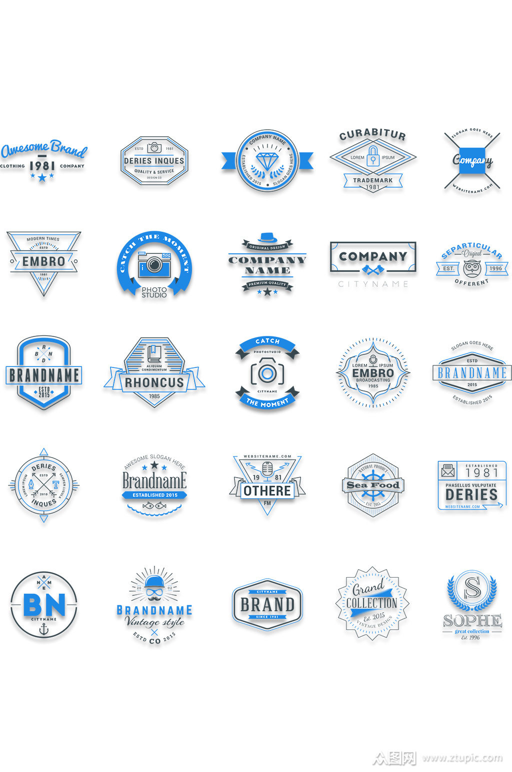 蓝色企业logo合集素材