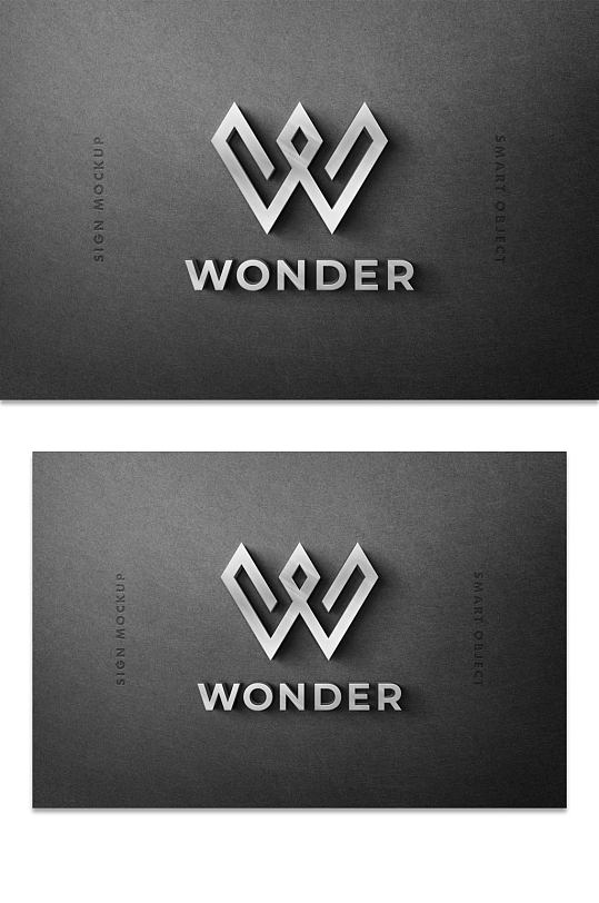 银色材质logo样机 不锈钢牌坊