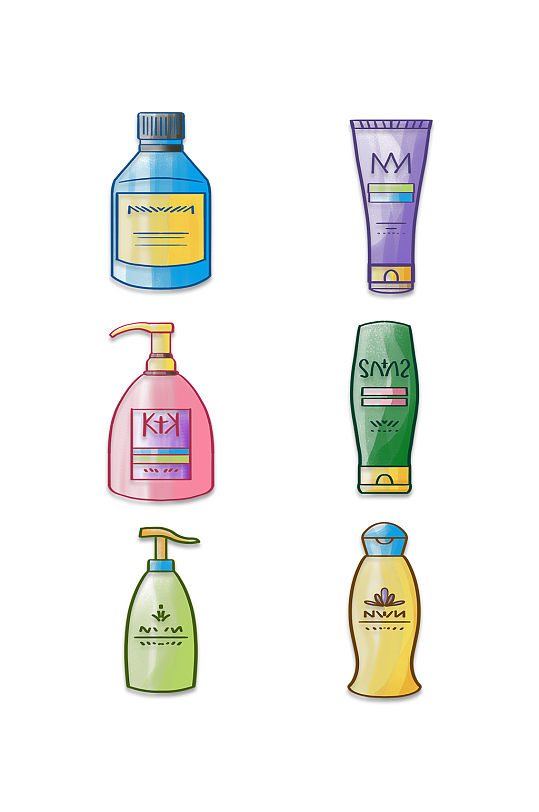 卡通化妆品洗面奶素材