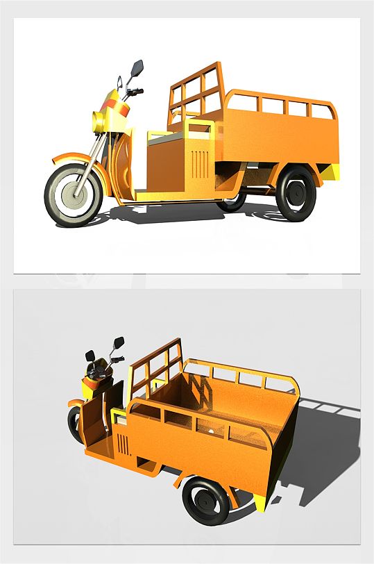 黄色三轮车模型素材-众图网
