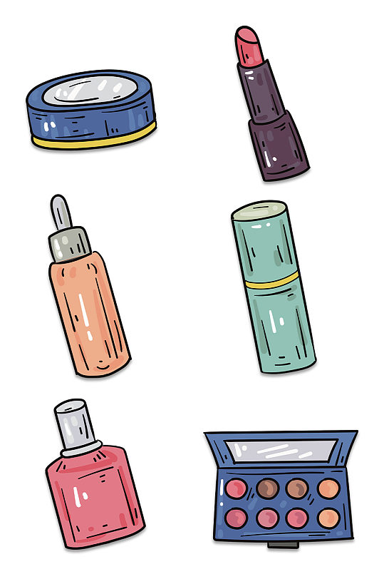 手绘卡通化妆品素材-众图网