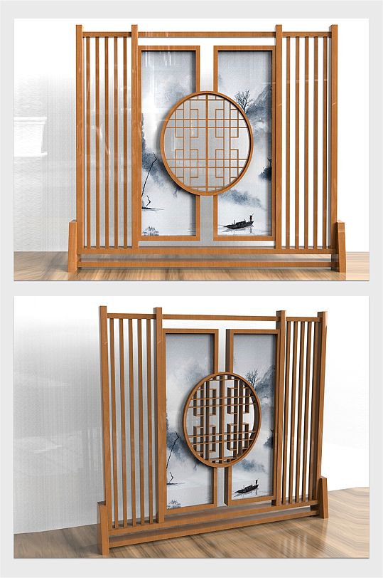 C4D中式屏风模型设计-众图网