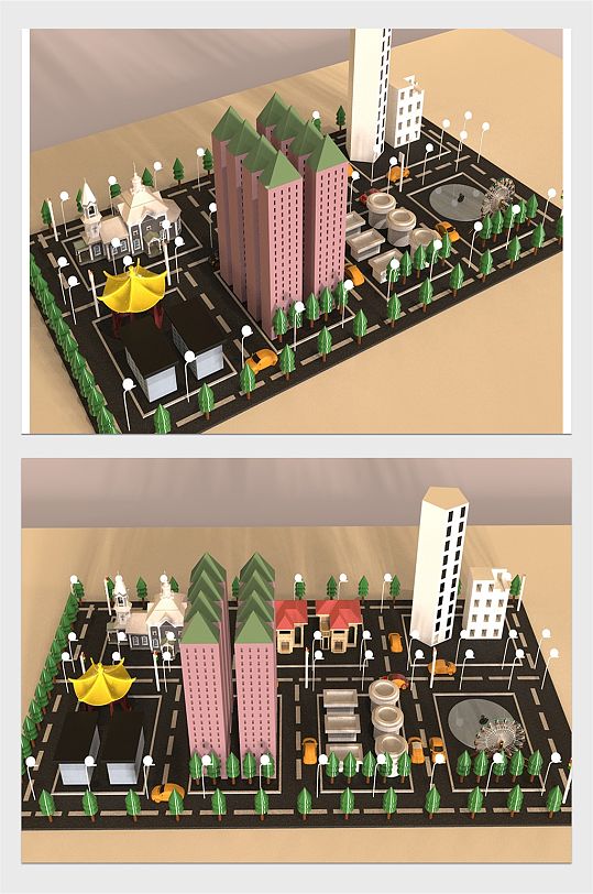3d小区沙盘模型