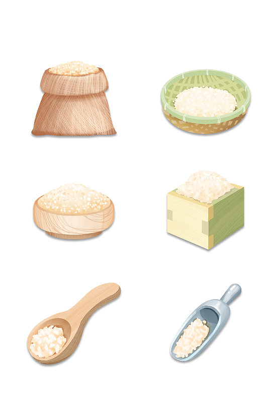 手绘大米素材元素-众图网