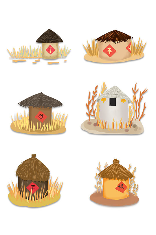 卡通手绘谷仓粮食