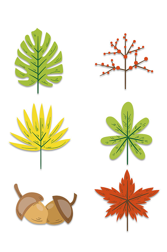 秋季松子树叶素材