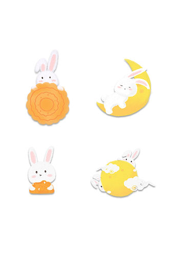 中秋卡通月兔月饼素材