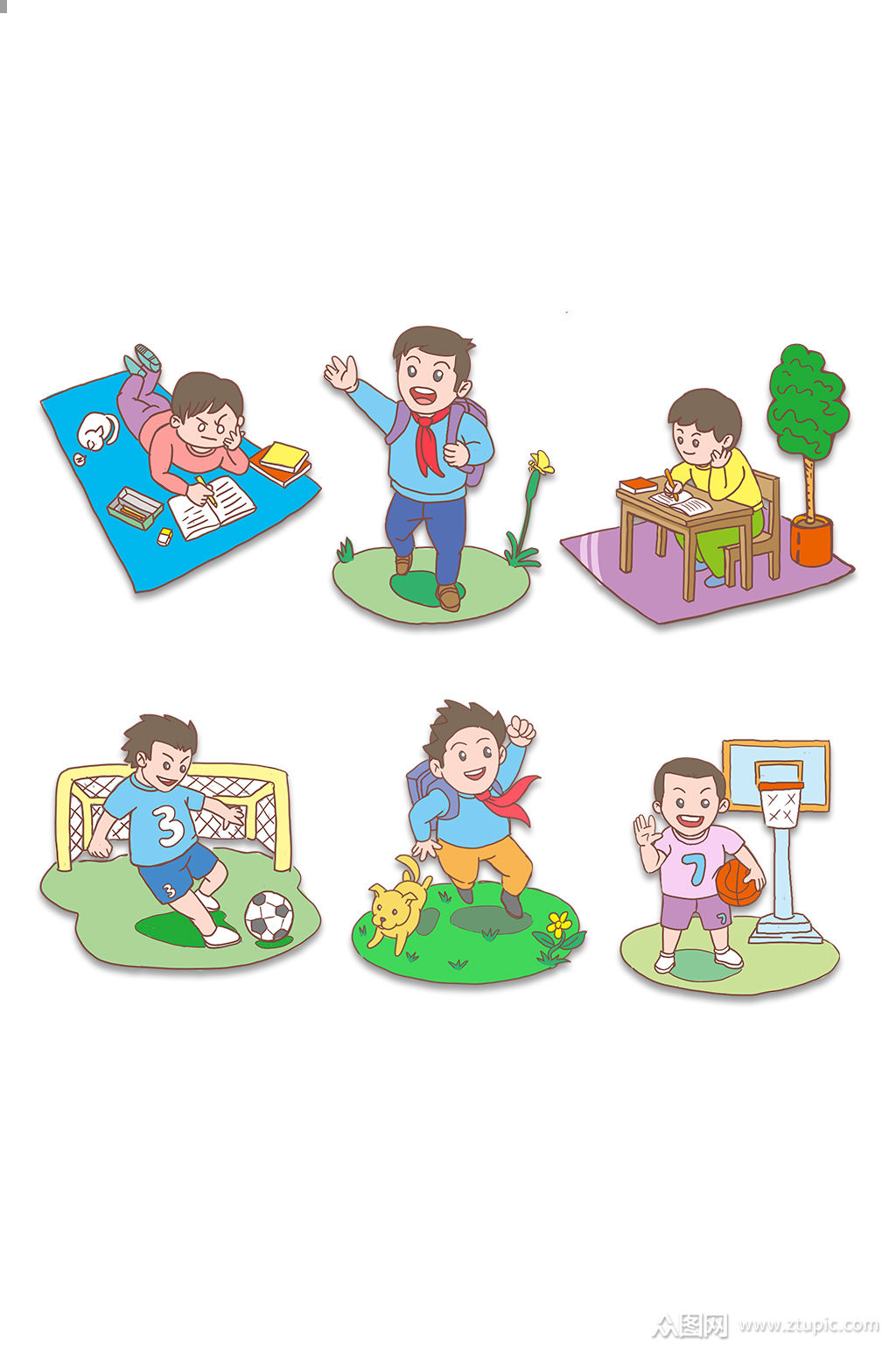 儿童卡通校园素材开学季设计元素