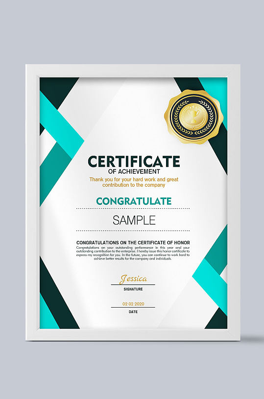 蓝色欧式毕业证书-众图网