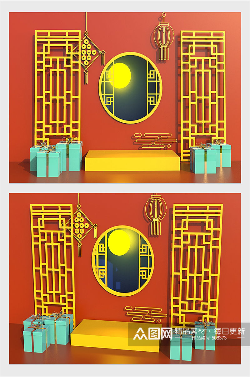 中秋节中国风美陈设计素材