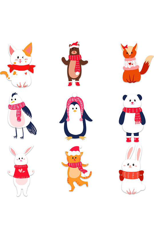 卡通手绘各种小动物-众图网