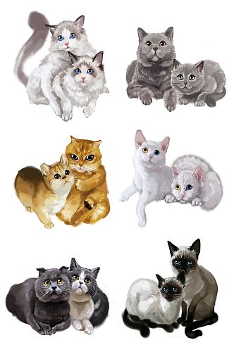 手绘各种猫咪素材