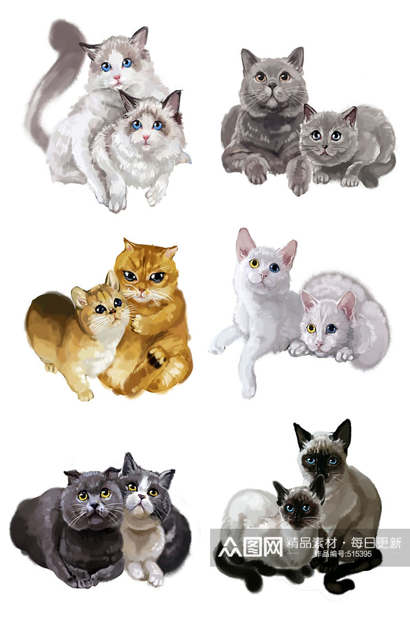 手绘各种猫咪素材素材