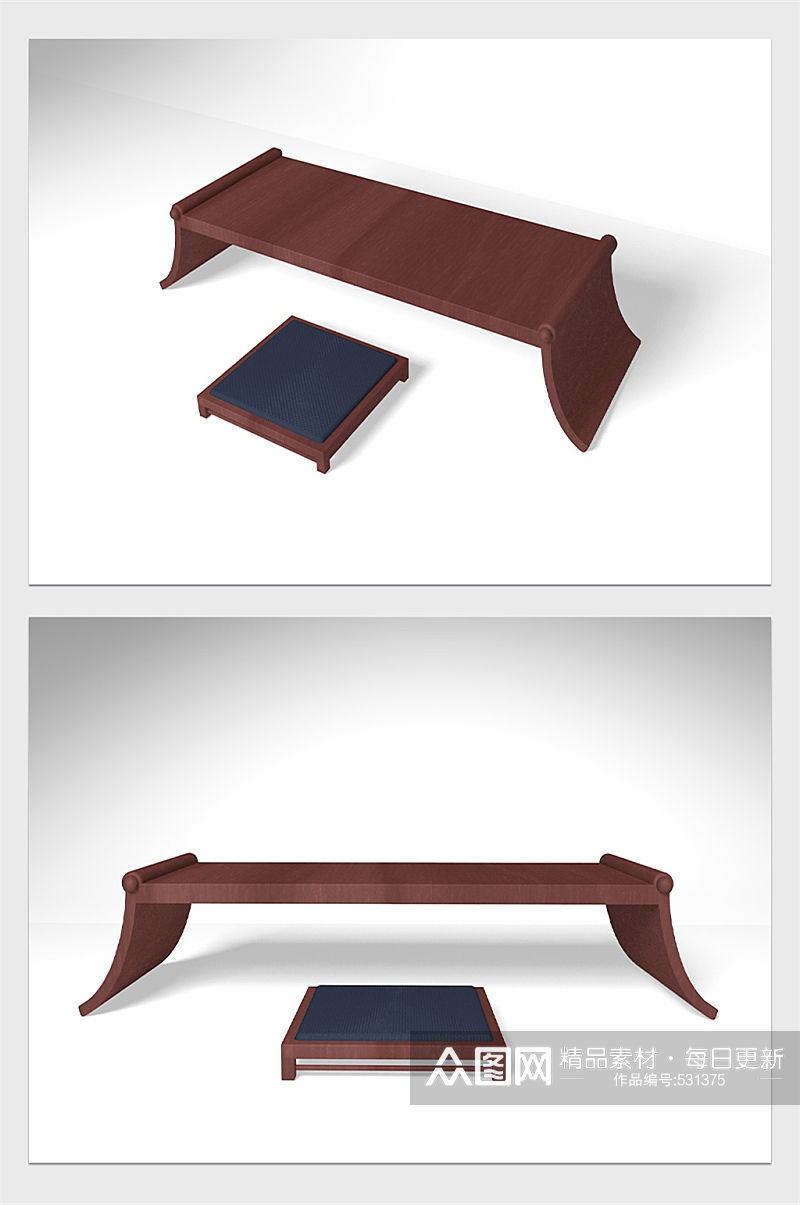 木制小桌模型设计素材