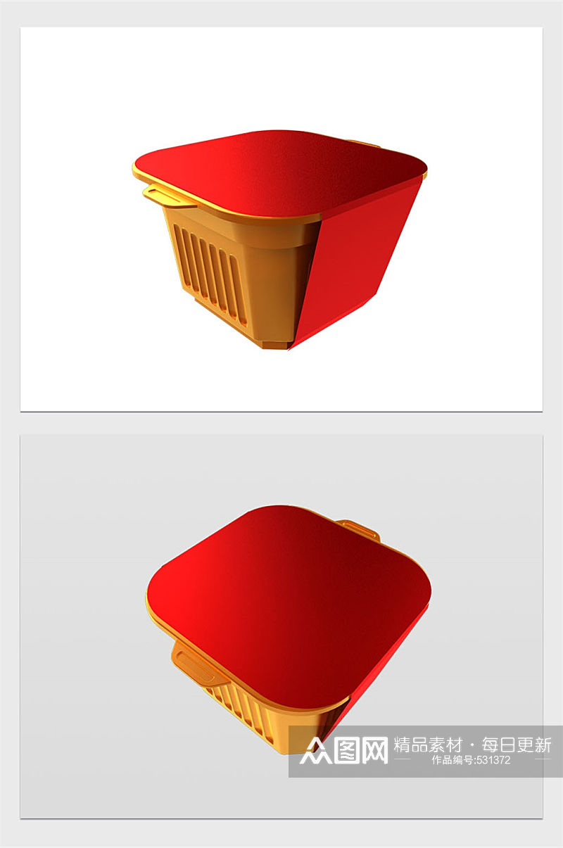 红色饭盒模型设计素材