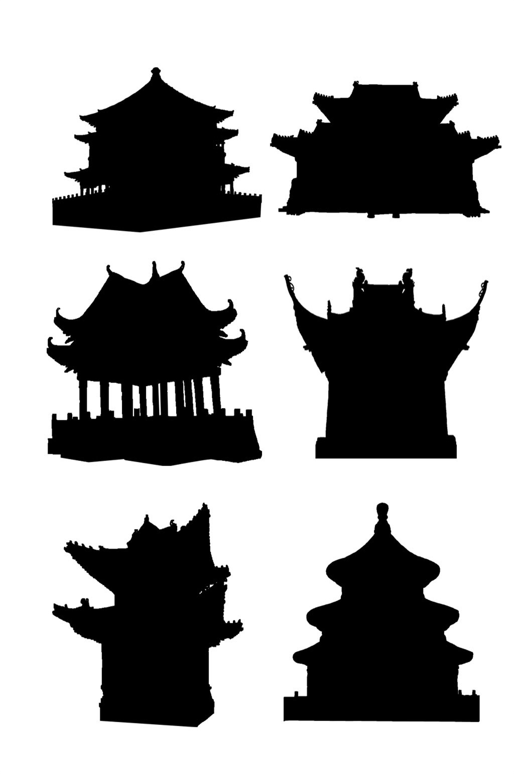 中国传统建筑剪影图片