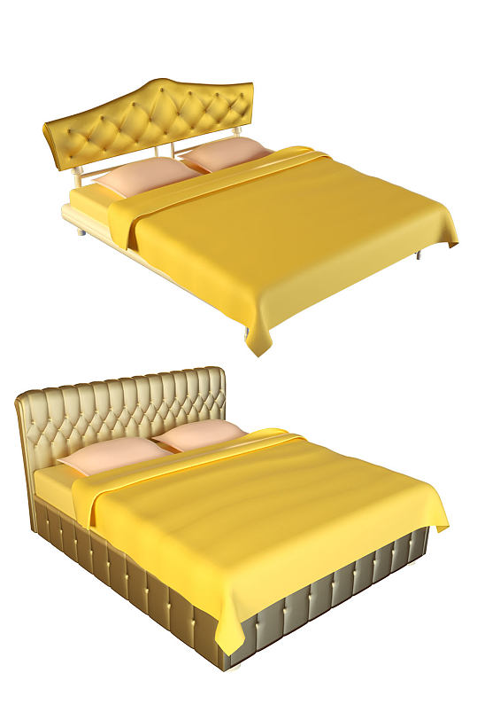 黄色家具床模型素材