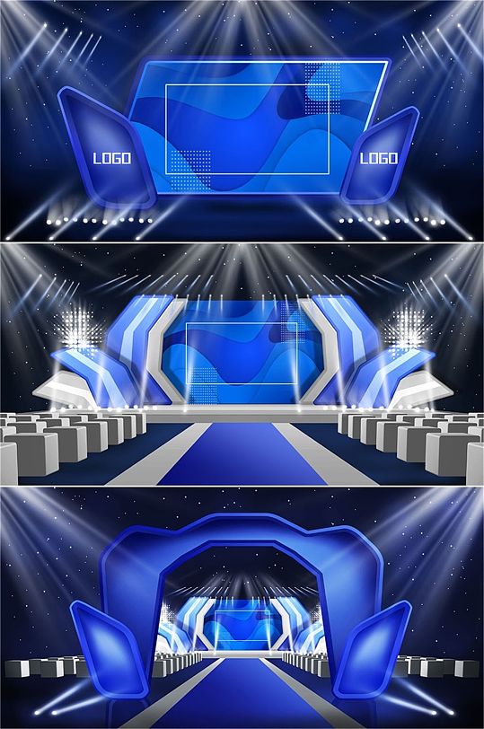 蓝色舞台舞美设计-众图网