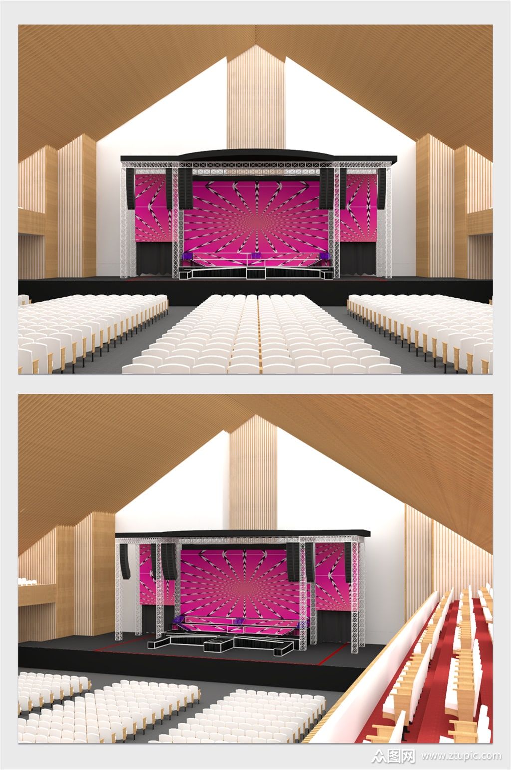 企业年会紫色舞台设计素材