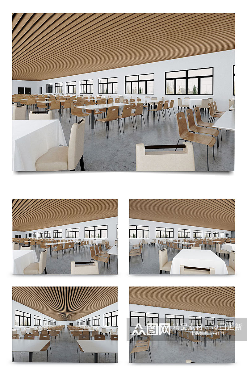 3D食堂餐厅效果图素材