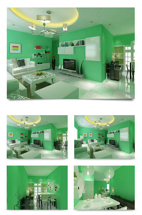 3D绿色主题室内装修